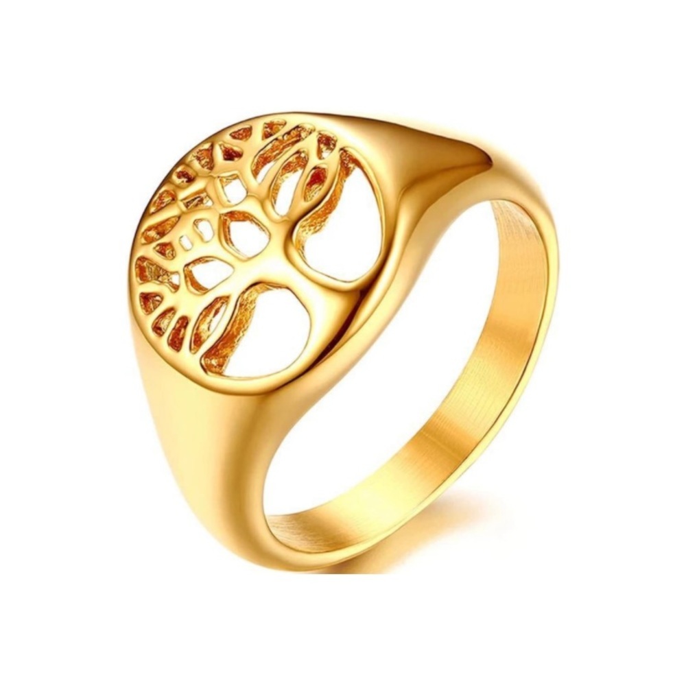 18k Tree of Life Signet Ring Luxurious Gold
